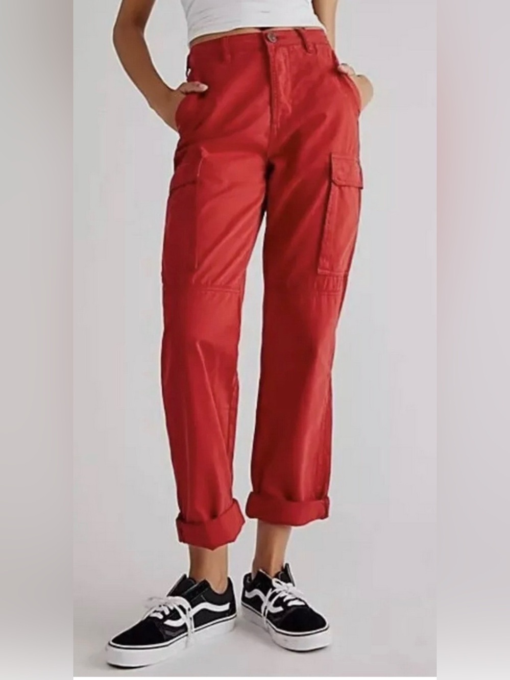 NEW ONE TEASPOON FREE PEOPLE RUBY RED CARGO MOTION PANTS SZ 27